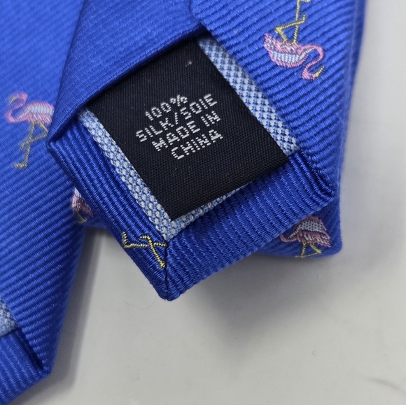 TOMMY HILFIGER NECKTIE LOT OF 2 SILK TIES BLUE POLKA DOT PINK FLAMINGO MEN OS - Picture 4 of 12